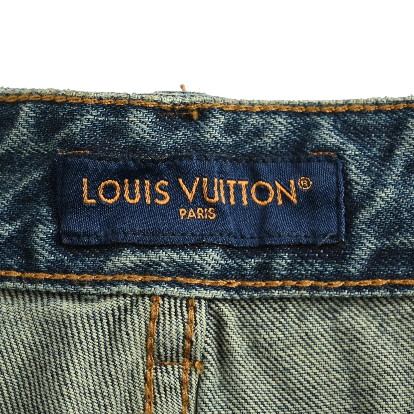 Louis Vuitton/Louis Vuitton 24Fw enamel button washed frayed work jeans